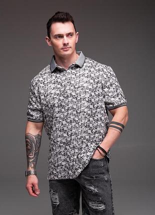 Мужская футболка поло батал серая