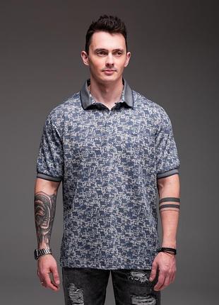 Мужская футболка поло батал синяя