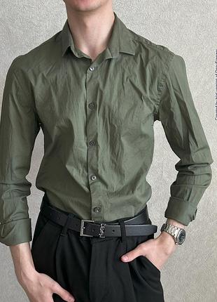 Мужская рубашка зеленая с длинным рукавом new look man
