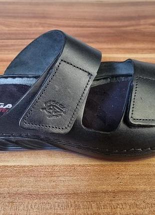 Чоловічі шкіряні шльопанці пегада (pegada) чорний колір (мод.134101)