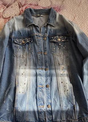 Подовжена джинсова курточка