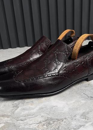 Gucci guccissima gg monogram vintage loafers patina brown чоловічі туфлі лофери оригінал 42 eur