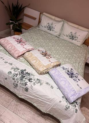 Літня постільна білизна з ковдрою ніжні квіткові прягти