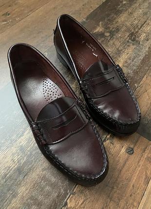 Стильные кожаные винтажные лоферы цвета бургунди бордо сша винтаж dexter