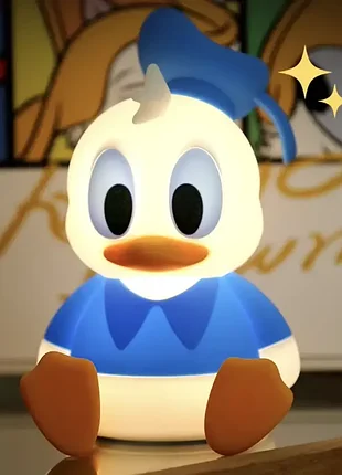 Світильник нічник силіконовий дональд дак donald duck з вбудованим акумулятором і таймером