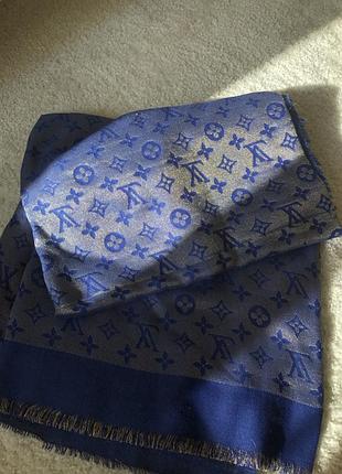 Палантин шарф платок темно синій з монограмами louis vuitton