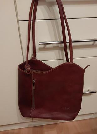 Бомбезна шкіряна сумка ,трансформер. рюкзак