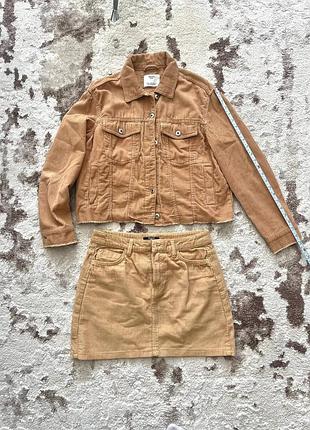 Вельветовый женский костюм с юбкой bershka