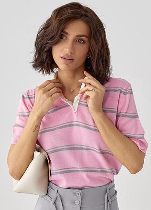 В'язане поло в смужку футболка поло
