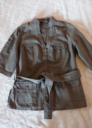 Жакет/ сорочка льняна , кольору хакі , m 38 розмір, oogji