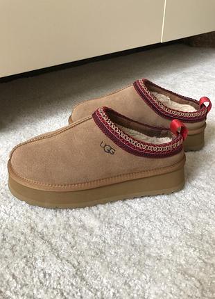 Уггі короткі коричневі з червоним ugg на платформі
