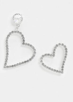 Асиметричні сережки-сердечка з кристалами swarovski3 фото