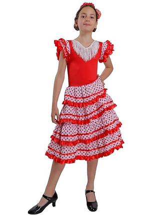 Карнавальний маскарадний костюм плаття Севільє традиційне іспанське танцювальне фламенко 3 4 5 6