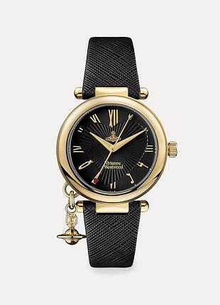 Оригинальные! женские часы vivienne westwood | orb heart watch | stainless steel / leather | gold-black | women ов'ен вествуд золото/черный цвет