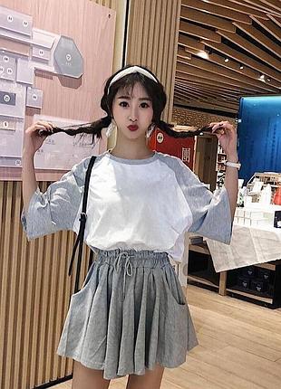 Стильный женский молодежный костюм (шорты+футболка)