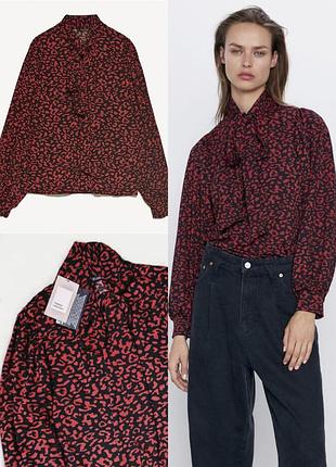 Стильная блуза с анималистичным принтом zara этикетка