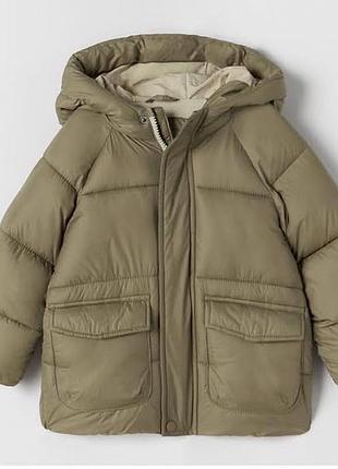 Дитяча зимова куртка zara 3 4 роки куртка зимова для хлопчика з капішоном