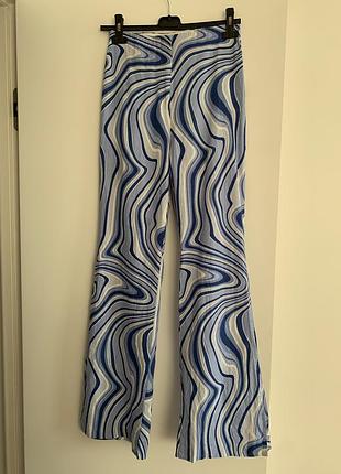 Високі котонові легкі штани з боковими розрізами zara s