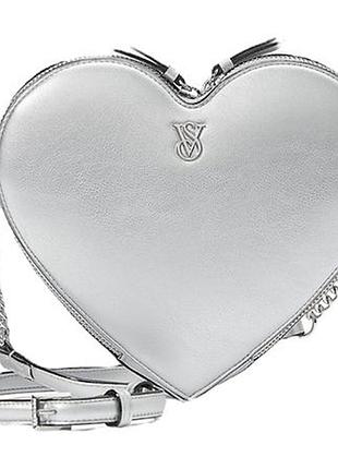 Сумка кроссбоди victoria’s secret heart crossbody bag silver