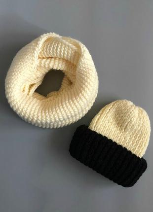 Обалденный комплект: шапка и снуд крупной вязки