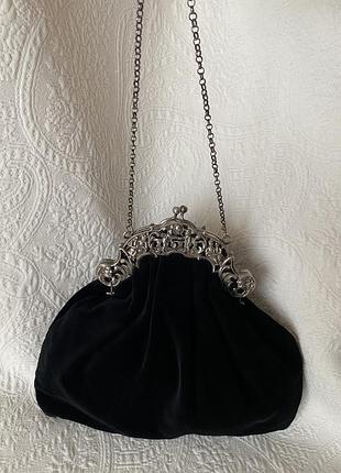 Антикваріат! оксамитова сумка, срібний фермуар, 1800-1900 років