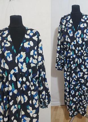 Яркое платье макси с обьемными рукавами m&s collection