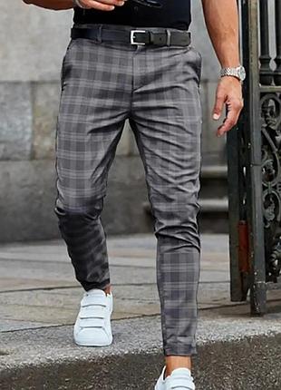 Стильні брюки штани в клітинку напіввовна м-l