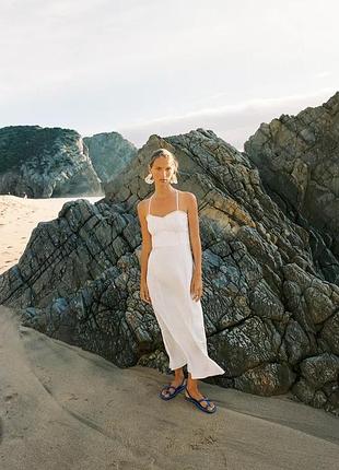 Сукня льняна біла zara