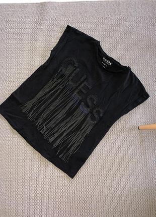 Футболка guess оригінал з декором оригинал с декором бахромой