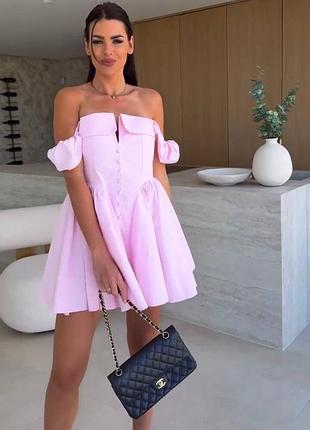 Жвноча ніжна літня сукня міні на ґудзиках