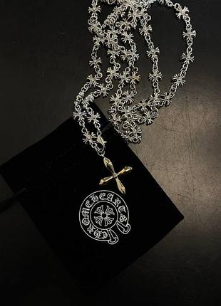 Подвеска цепочка с крестом люкс