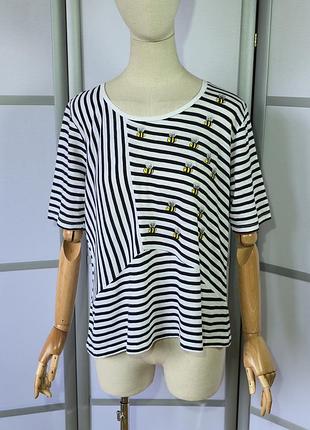 Bрc bonorix collection котонова футболка  в смужку з оригінальним малюнком акриловими фарбами
