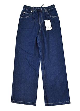 Новые темно синие широкие джинсы с резинкой на талии zara