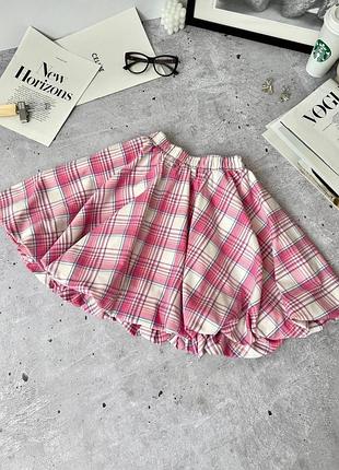 Стильна фланелева спідниця у клітинку підкладка з котону