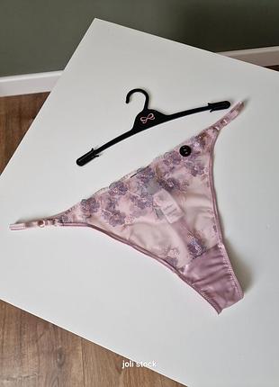 Трусики стринги танга кружевные пудрового цвета сеточка hunkemoller noir 2xl 3xl u9 14