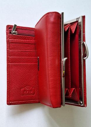 Kafa. кожаный кошелек с rfid защитой. портмоне. красный. натуральная кожа.