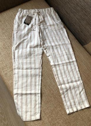 Класні лляні брюки/ брюки в смужку манго6 фото