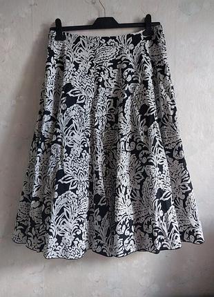 Женская миди юбка soon u912 48р. l, хлопок, летняя, черно-белая