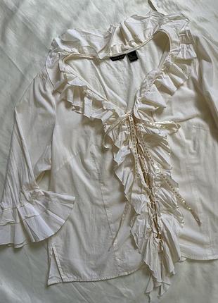 Неймовірна блуза з рюшами на шнурівці органічна бавовна