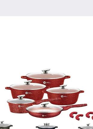 Набір кухонна посуд із гранітним покриттям higher kitchen нк — 305 набір каструль 14 предметів