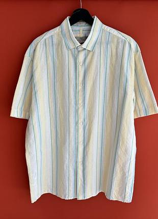 Mango linen оригинал мужская льняная рубашка рубашка с коротким рукавом тенниска поло размер xl