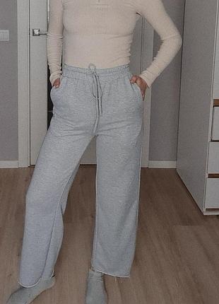 Спортивные штаны женские серые прямые с высокой посадкой xs/s/m shein