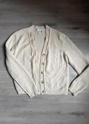 Кардиган жіночій, з домішкою альпаки, бежевий zara
