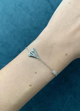 Срібний браслет з літаком і зірочкою жіночий срібло2 фото