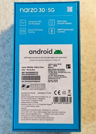 Realme narzo 30 5g 4/128gb rmx3242 racing blue9 фото
