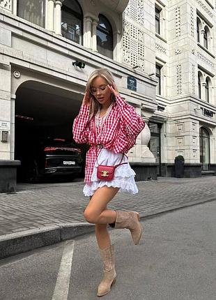 Женская классическая рубашка красная oversize