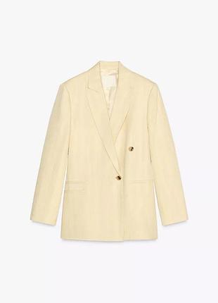 Пастельно-жовтий блейзер жіночий zara new