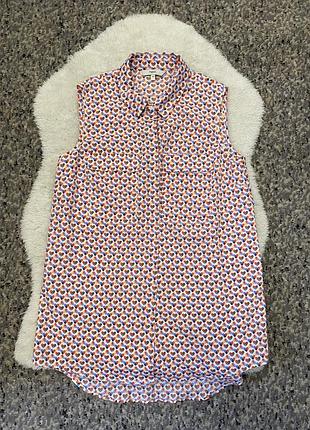 Шифонова літня блуза без рукавів в принт сердечко next(код товара 120525)