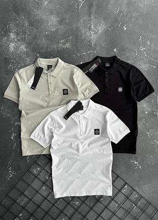 Мужская футболка поло stone island black white