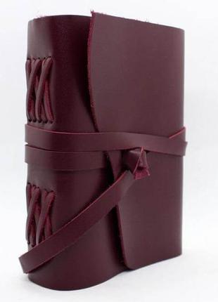 Блокнот в кожаной обложке бордовый женский